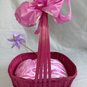 Pink Easter Basket w/Pink Zebra Pillow & Purple Butterfly Pinwheel